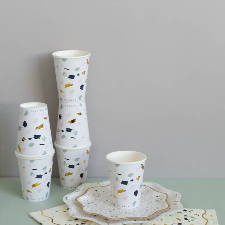 Terrazzo Paper Cups for wholesale by Ma Fête