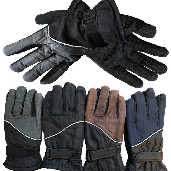 ASSORTED Men's Dark Neutral Split Wave Ski Gloves for wholesale on Faire0