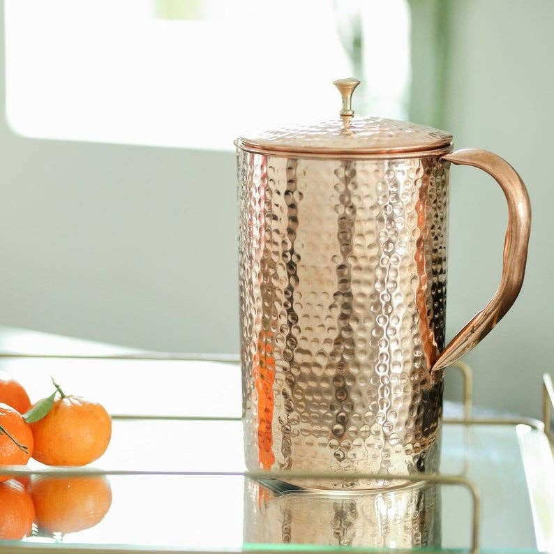 El'Cobre-Ecozonelifestyle - Wholesale Jug - Premium Hammered Copper Jug with Lid - 1.2L5