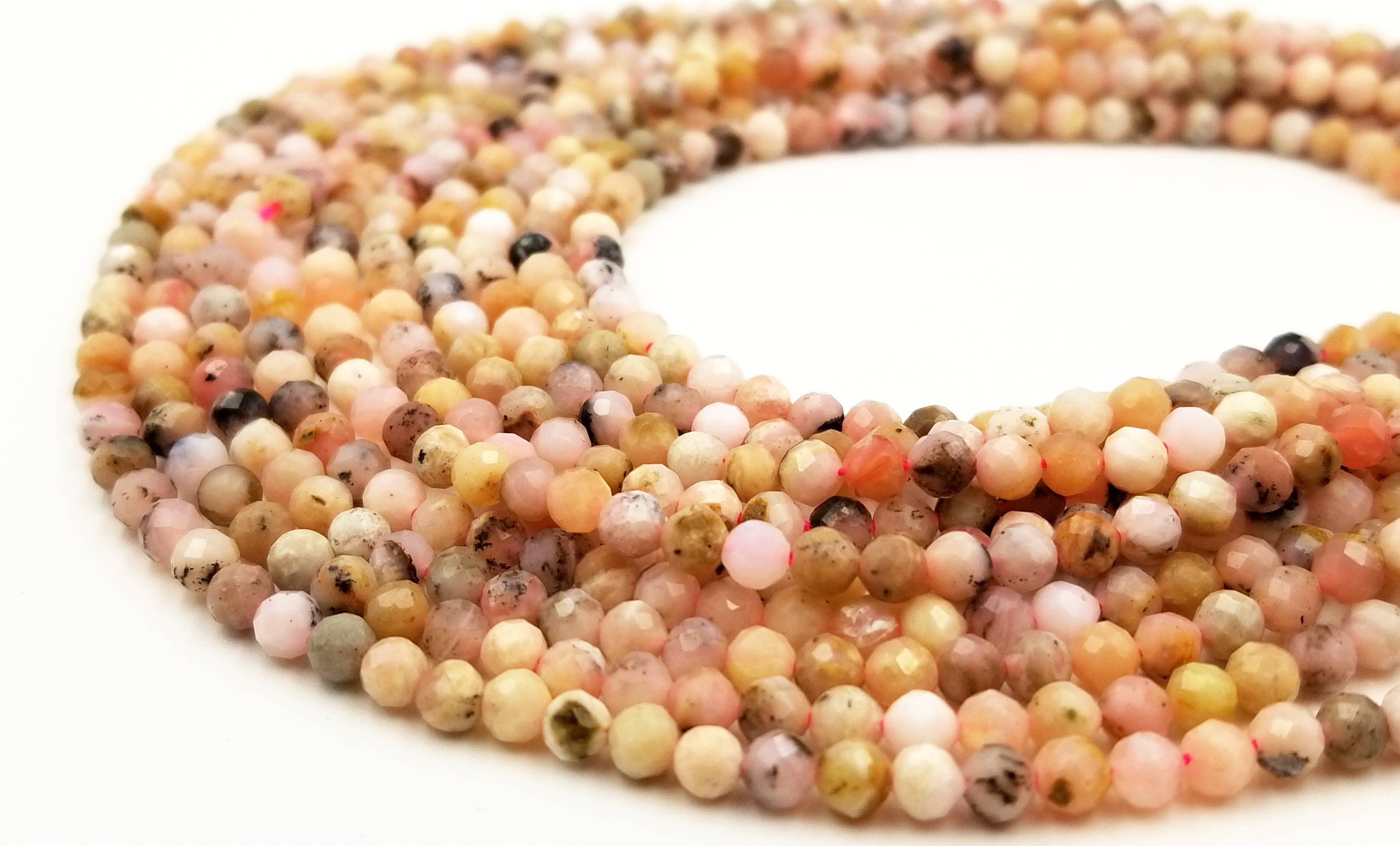 Beads Creation - Wholesale Kralen - Gefacetteerde Roze Opaal Edelsteen Kralen Streng PRP0201