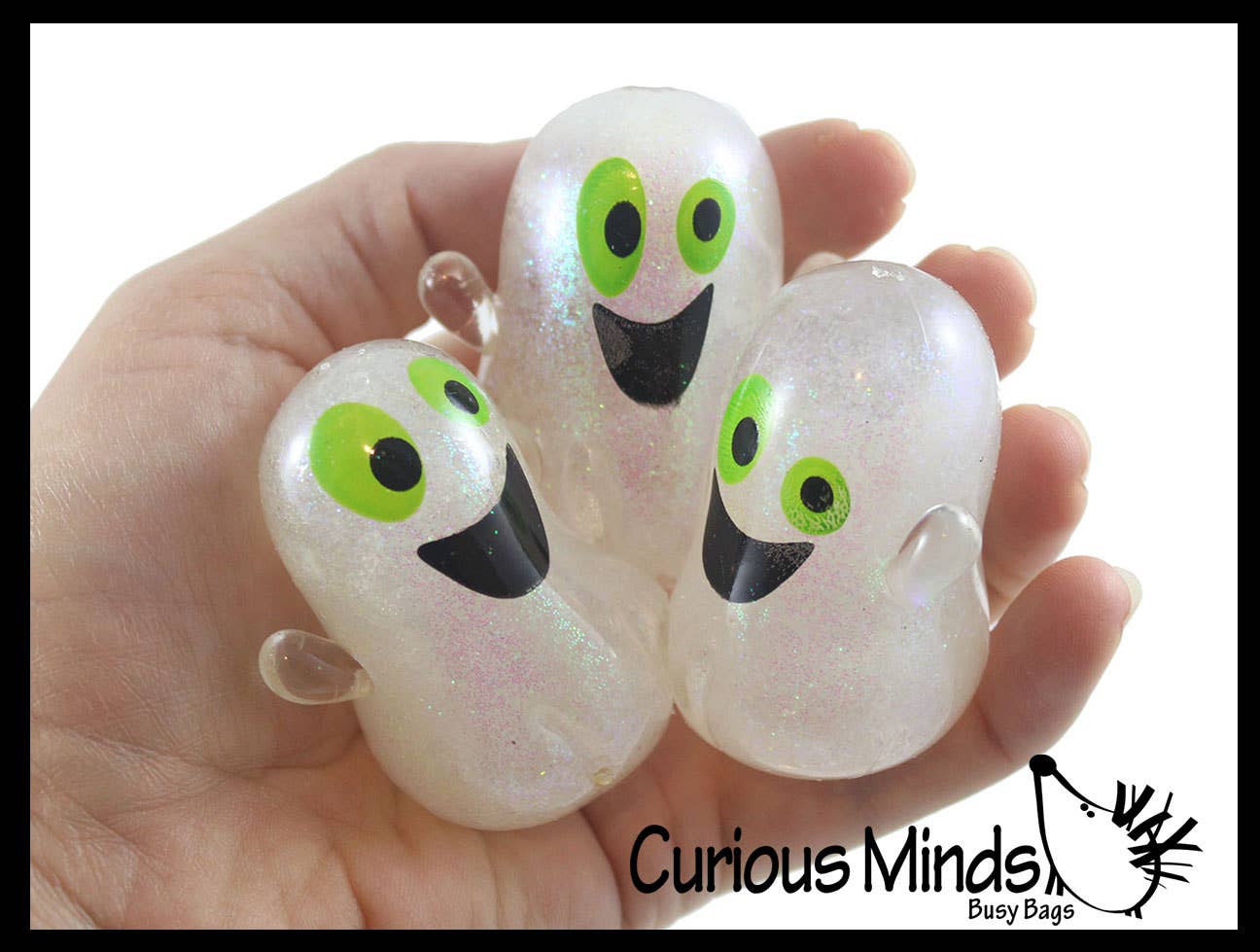 Curious Minds Toys - Wholesale Stress Relief Ball/Dough - 1 Glitter Gel Ghost Stress Balls - Sticky Ghosts Squeeze Fi5