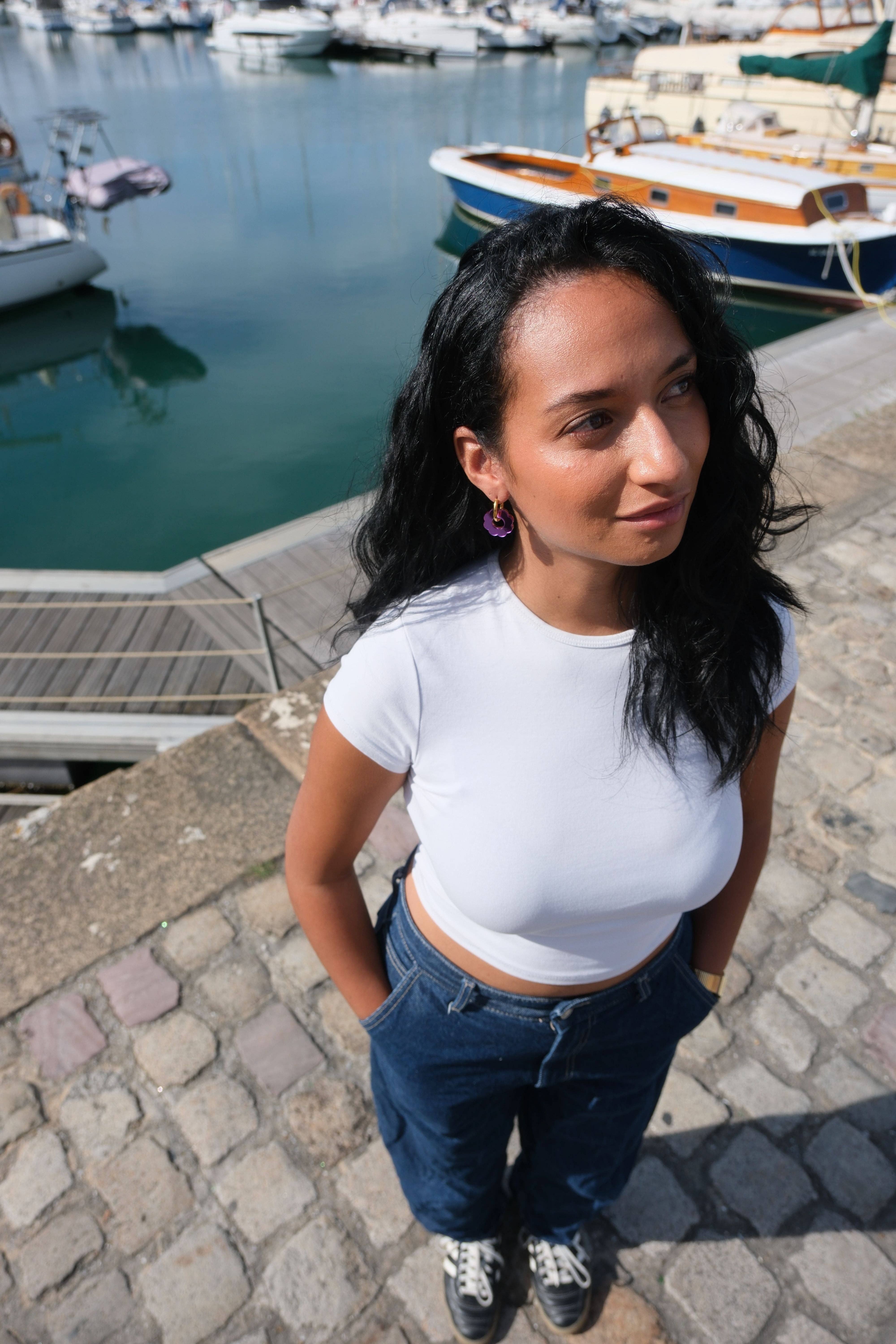 Studio Annette - Wholesale Hoop Earrings - Reversible Mirror Flower Hoop Earrings6