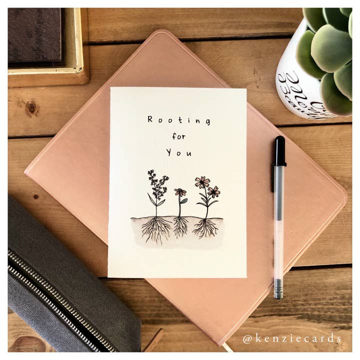 Encouragement – “Rooting For You” Card with Plant & Roots for wholesale by kenziecards