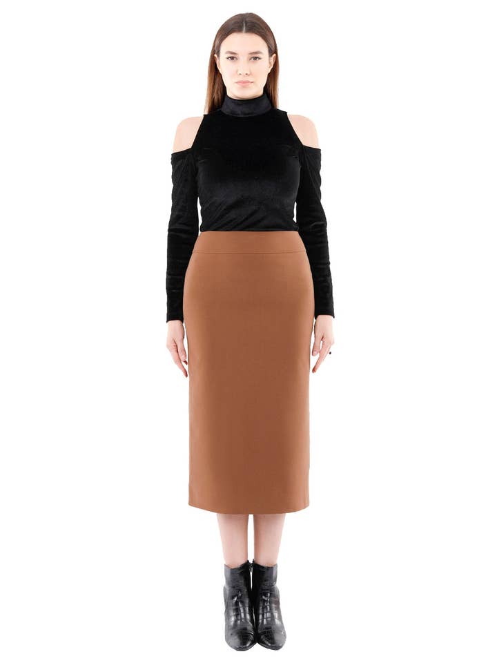 Cupric Back Vented Midi Dress Skirt for wholesale by G-Line
