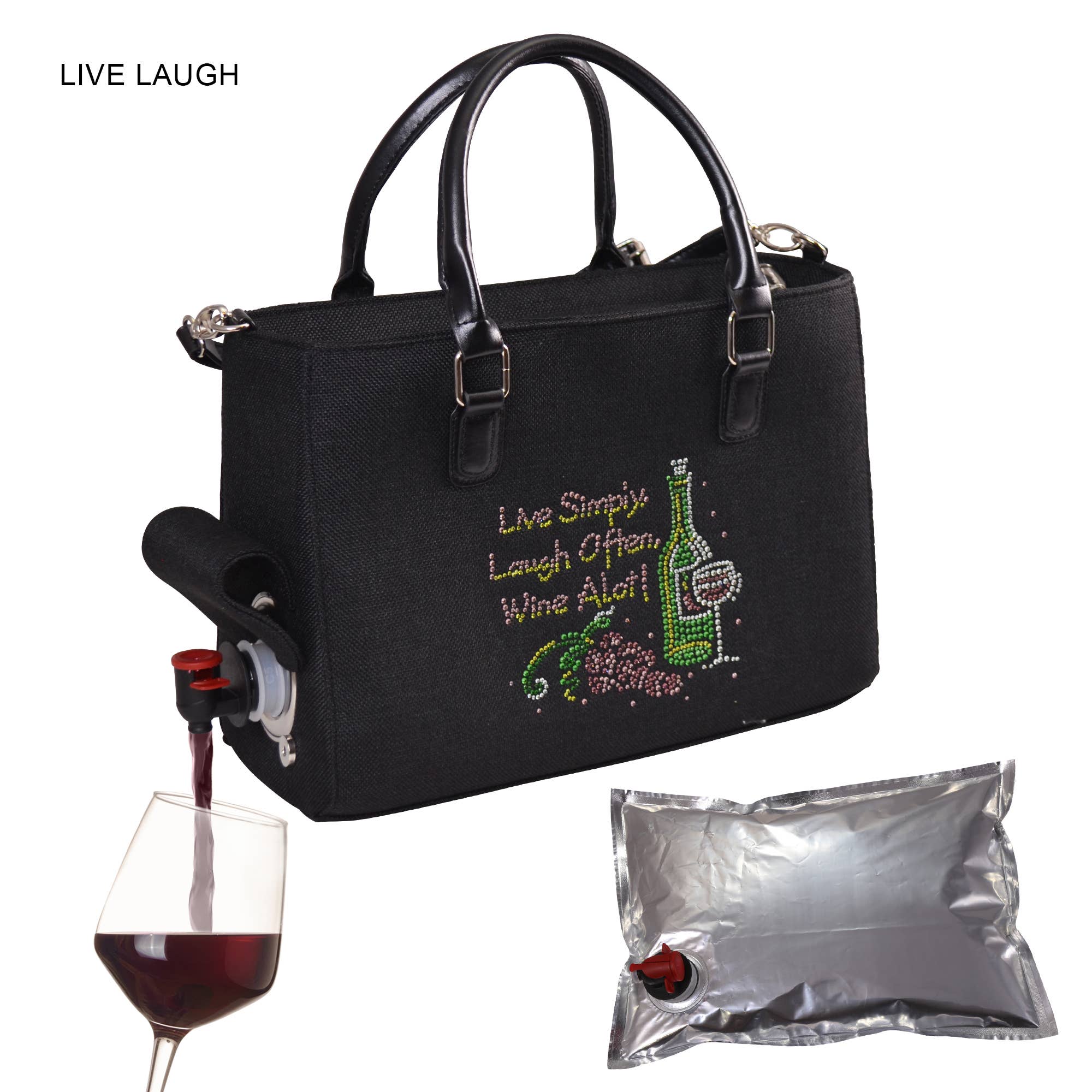 Primeware Inc. - Wholesale Wine Tote - Drink Purse | Wine Purse Tweed Design2