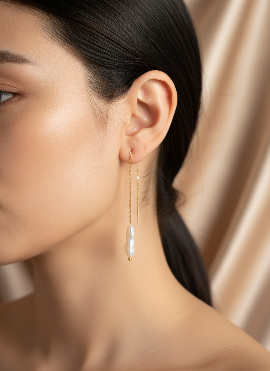 iBijoux - Vendita all'ingrosso Orecchini pendenti - Orecchini pendenti con catena di perle d'acqua dolce (1E13a)9