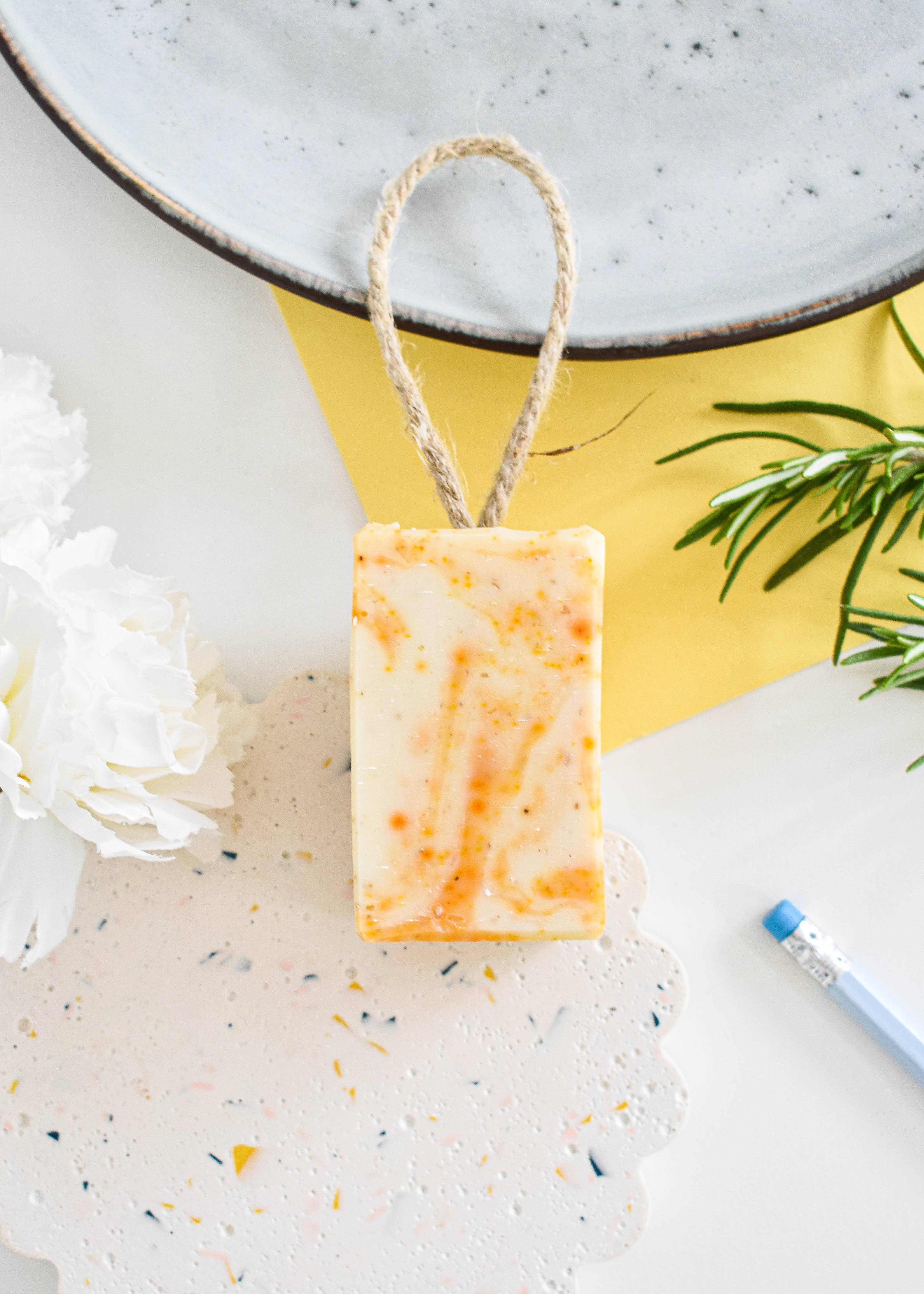 The Natural Spa Cosmetics - Wholesale Bar Soap - Rosemary Clementine Cold Press Soap on a rope - Palm Free2