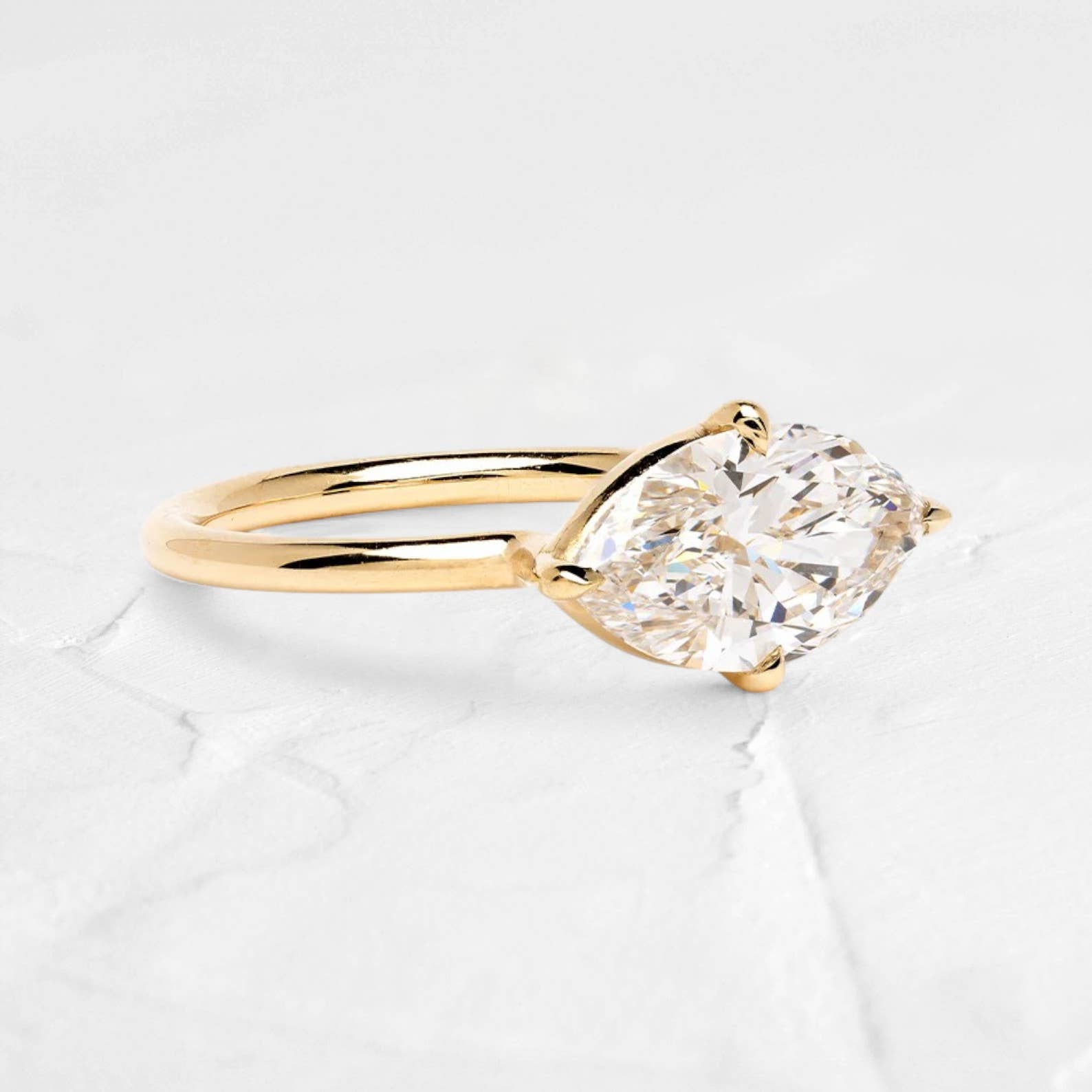 DJOYR - Wholesale Engagement Ring - 2.56ct Marquise East West Moissanite Ring in 10K Gold1