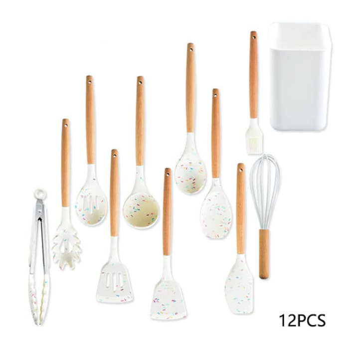 Homerely (We Cover All Import Duties) - Wholesale Kitchen utensil set - Colourful White Silicone Utensils Set