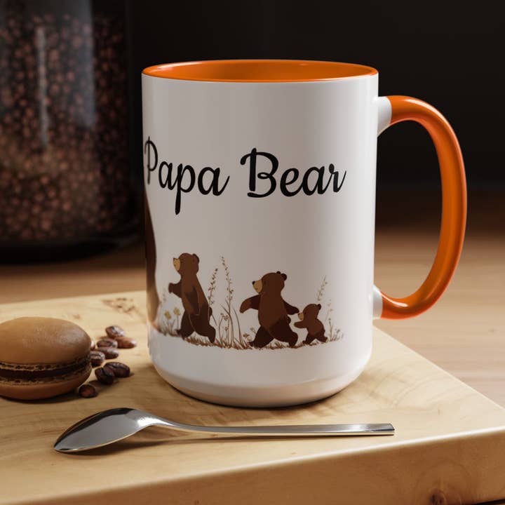 Upside Down Owl Farm - Wholesale Coffee Mug - Papa Bear Mug – Heartwarming Father & Baby Cubs Bear Design