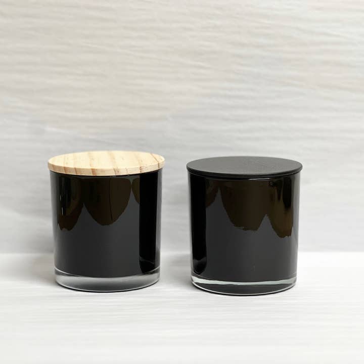 Dreamy Gallery Candle Co - Wholesale Candle Holder - Wood Lids /Set of 12/ Black Wood Lid/ Natural Wood Lid