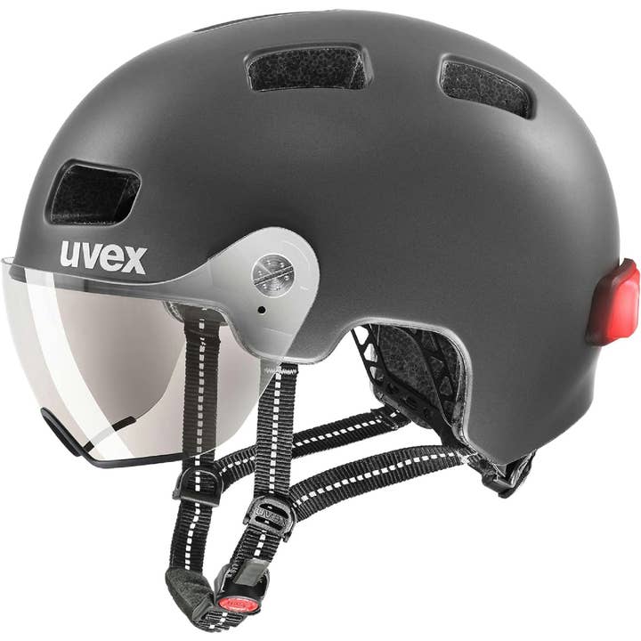 Casco urbano uvex rush con visera y luz LED gris oscuro mate para venta al por mayor de SchnappFreude