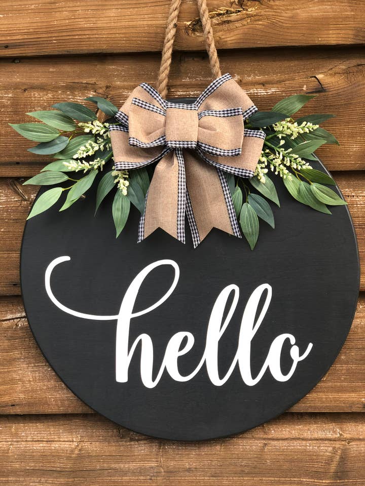 Hello Door Hanger for wholesale by Mama E’s Makery