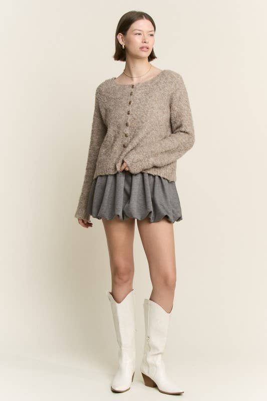 JADE BY JANE - Venta al por mayor Cárdigan - Mujer - CÁRDIGAN DE PUNTO LISO TALLA GRANDE CON BOTONES Y CUELLO REDONDO20