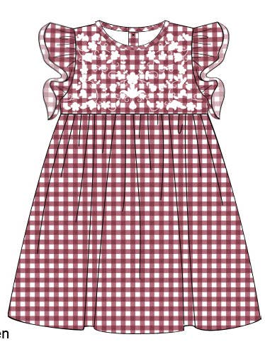 Gameday Gingham - Maroon Edition - Girls Dress for wholesale by Ann Reeves Kids