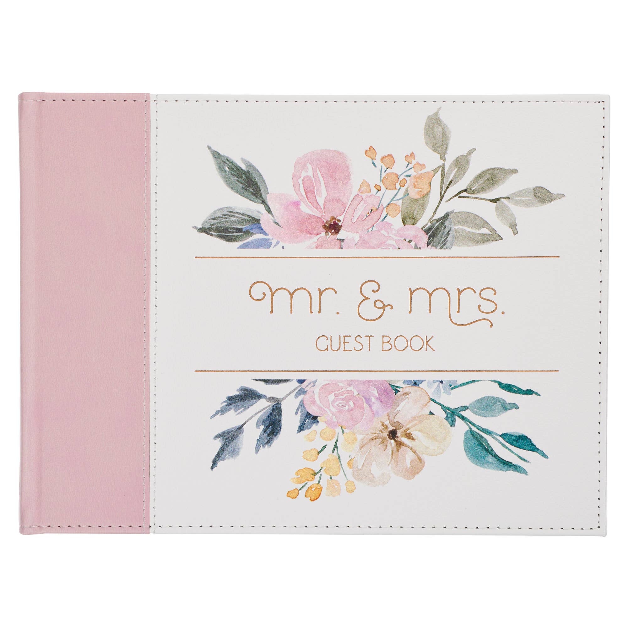 Christian Art Gifts - Vente Livre d'or - Livre d'hôtes Pink/White Floral Mr. & Mrs.0