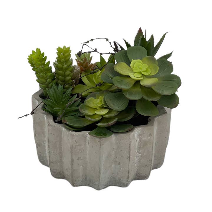 HomeRoots - Wholesale Artificial Plant - 8" Green Artificial Succulents in a Gray Planter4