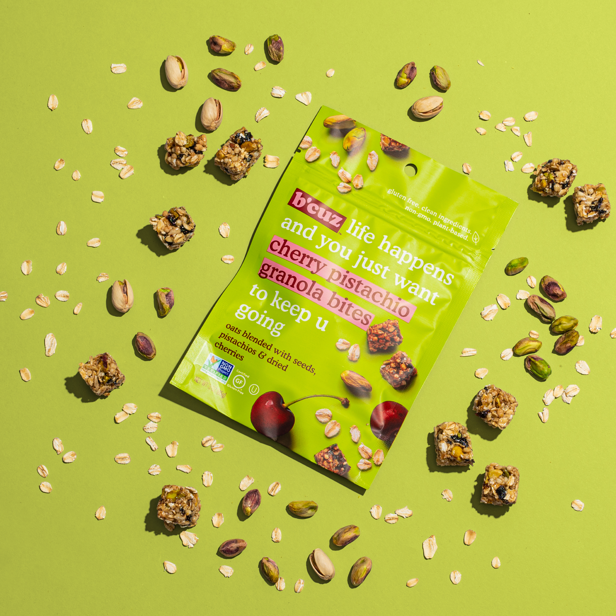 Bcuz Snacks - Wholesale Muesli - Cherry Pistache Granola Bites 3oz. 12 stuks2