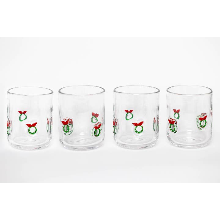 Jeanne Fitz Wreath Icon Glass, Set of 4 for wholesale by Jeanne Fitz