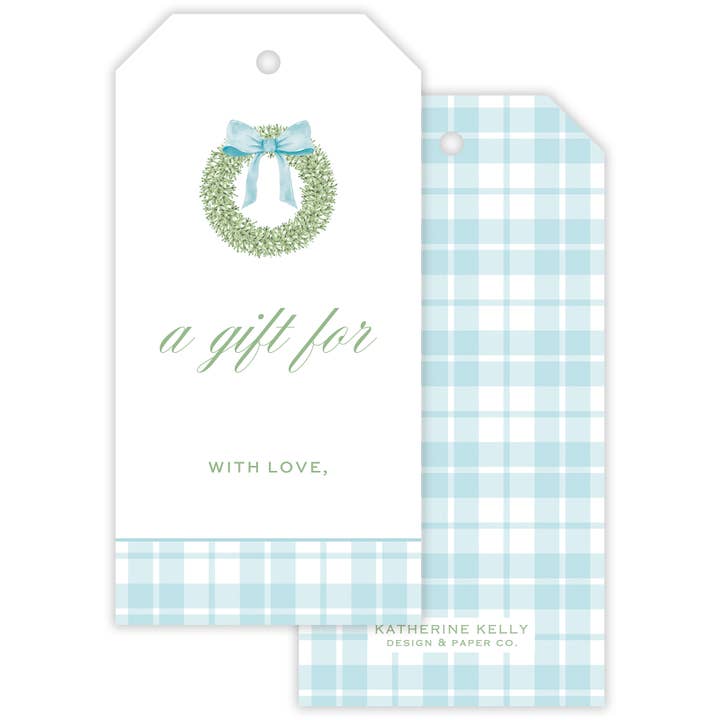 Watercolor Wreath Fill-In Large Gift Tags for wholesale by Katherine Kelly Design
