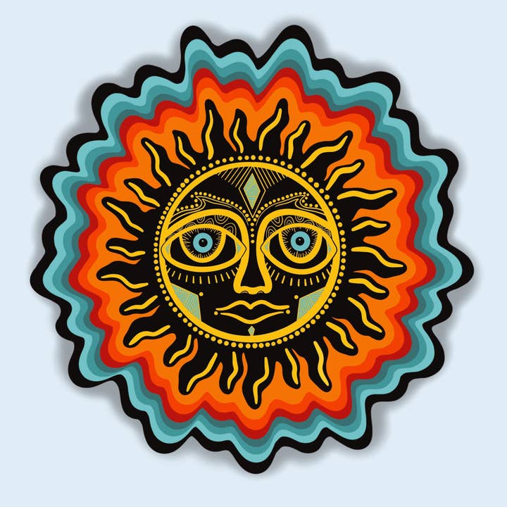 Trippy Sun Sticker for wholesale by Stoke Design Company