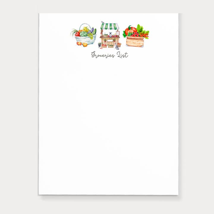 Bloc-notes pour listes d'épicerie | 4,25 x 5,5 pouces pour la vente par Paper and Clips Co.