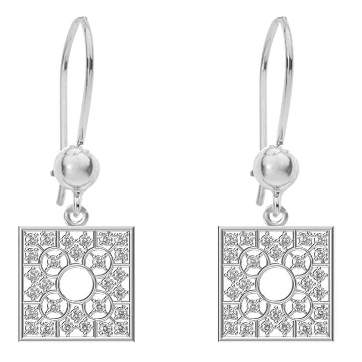 B.O. Krokar Carreau Bilbao, rodinerat silver 925 och vitt zirkoniumoxid (CZ) för wholesale av TALISMAN JEWELLERY (D&Fidanverdi, S.L.)