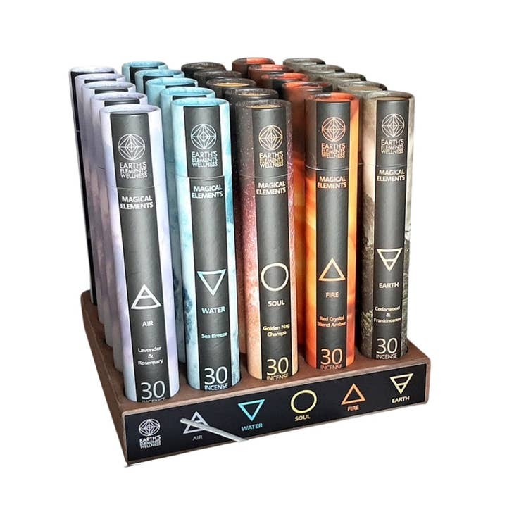 Set of 25 EE Magical Elements Incense Sticks with Wooden Display for wholesale by Earths Elements Wholesale
