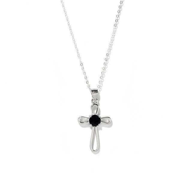 Bottled Up Designs - Wholesale Pendant/Charm Necklace - Recycled Glass At The Cross Sterling Silver Cross Necklace