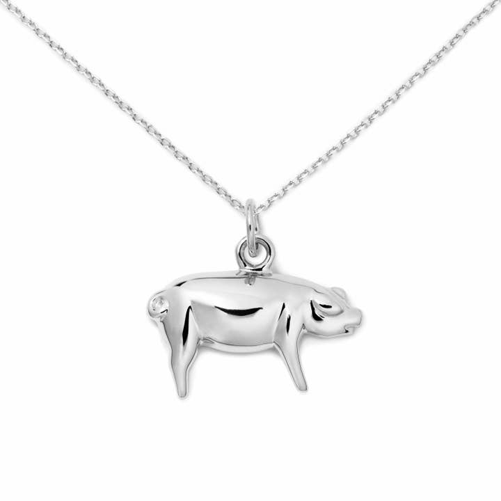Colar Pig Silver Sterling Silver da Delicacies Jewelry - Cada compra ajuda a combater a fome! Presente Foodie, Joias de comida por atacado de Delicacies Jewelry