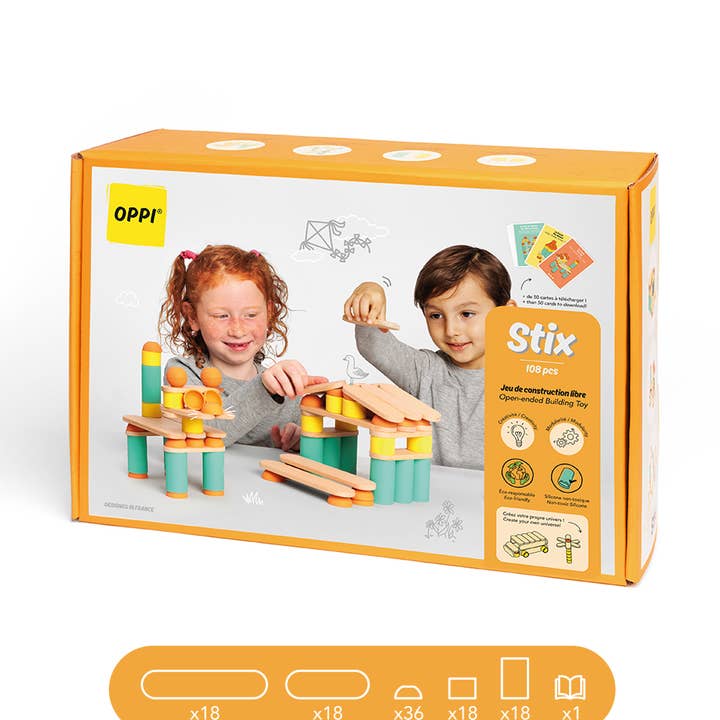 Stix 108 pezzi - Gioco educativo modulare in legno per la vendita all'ingrosso da parte di OPPI