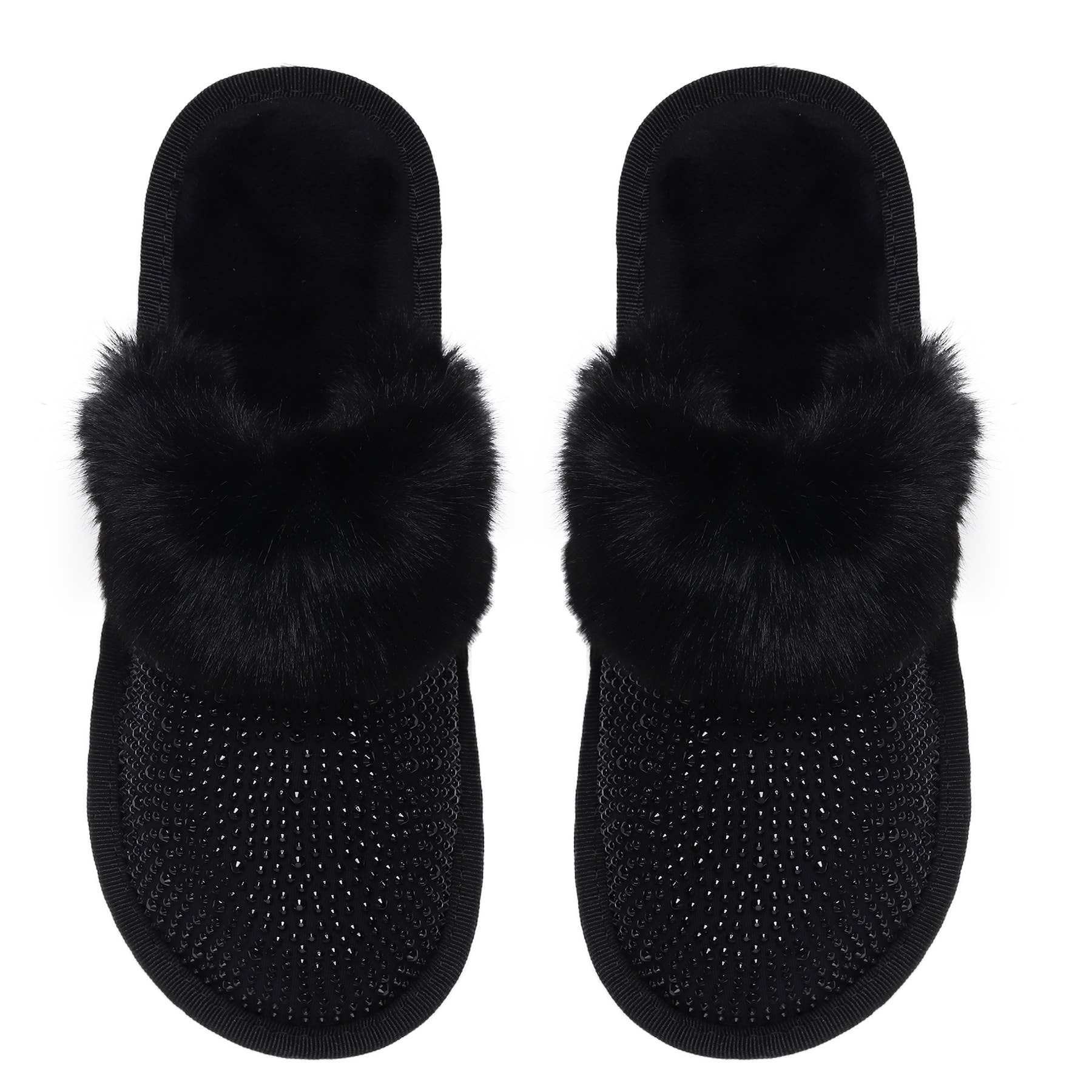 Natalie Mills - Wholesale Slippers - Women's - Lora Closed Toe Rhinestone Faux Fur Slippers12