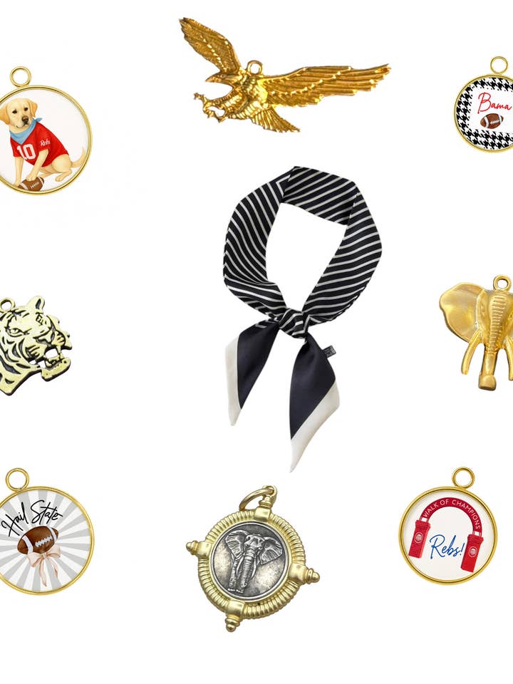 Custom game day scarf necklace/Gameday Black for wholesale by Nora James jewelry