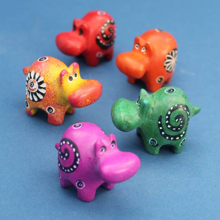 polanski speckstein - Vendita all'ingrosso Statuette decorative - Mini Funny Hippo colorato - pietra ollare