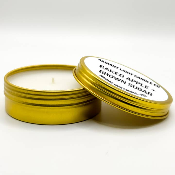 Baked Apple + Vanilla Scented 2oz Candle for wholesale by Radiant Light Inc