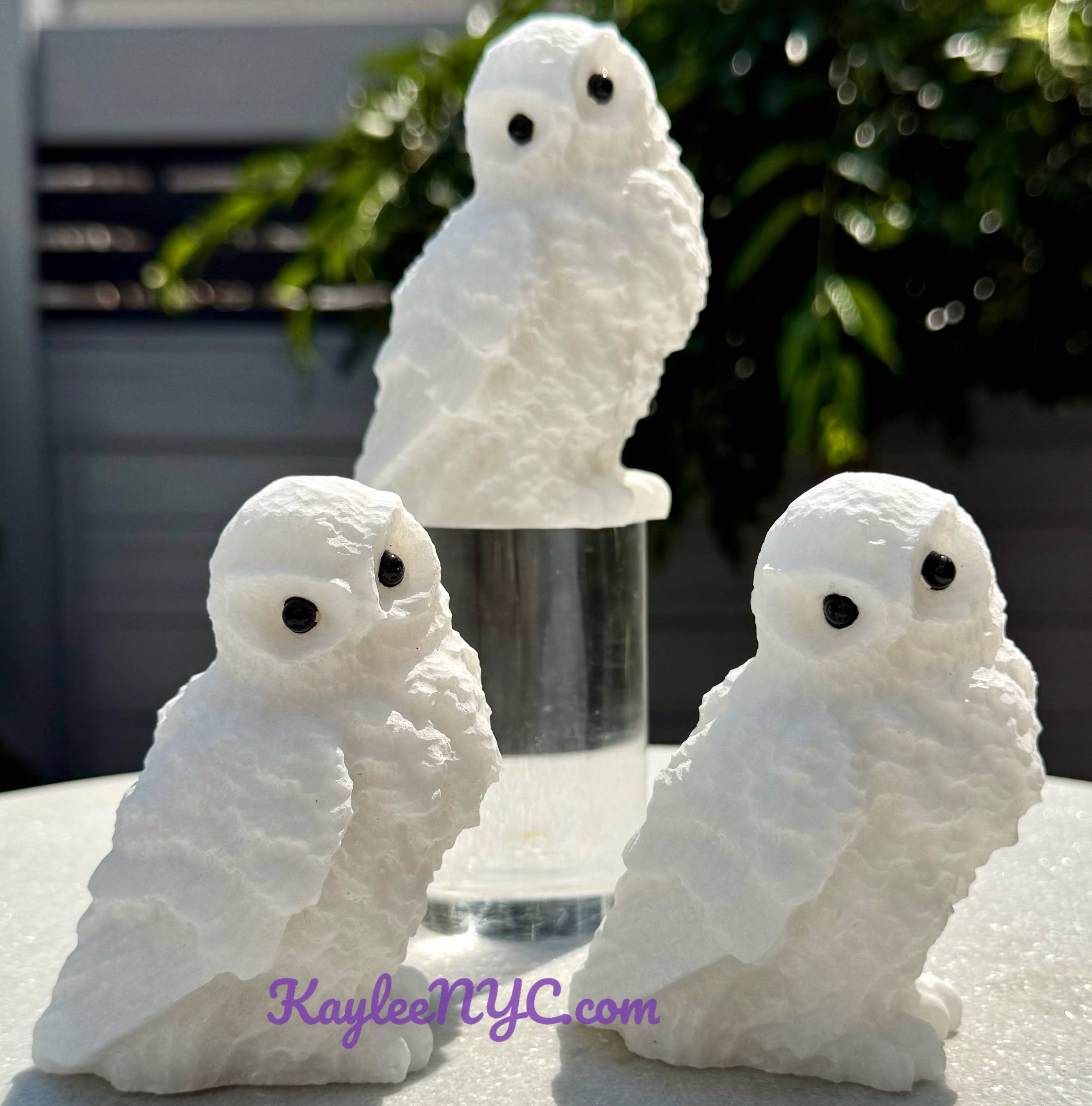 KayleeNYC – Pedra/cristal espiritual por atacado – Corujas de Quartzo Natural da Neve com Energia Curativa 10 cm2