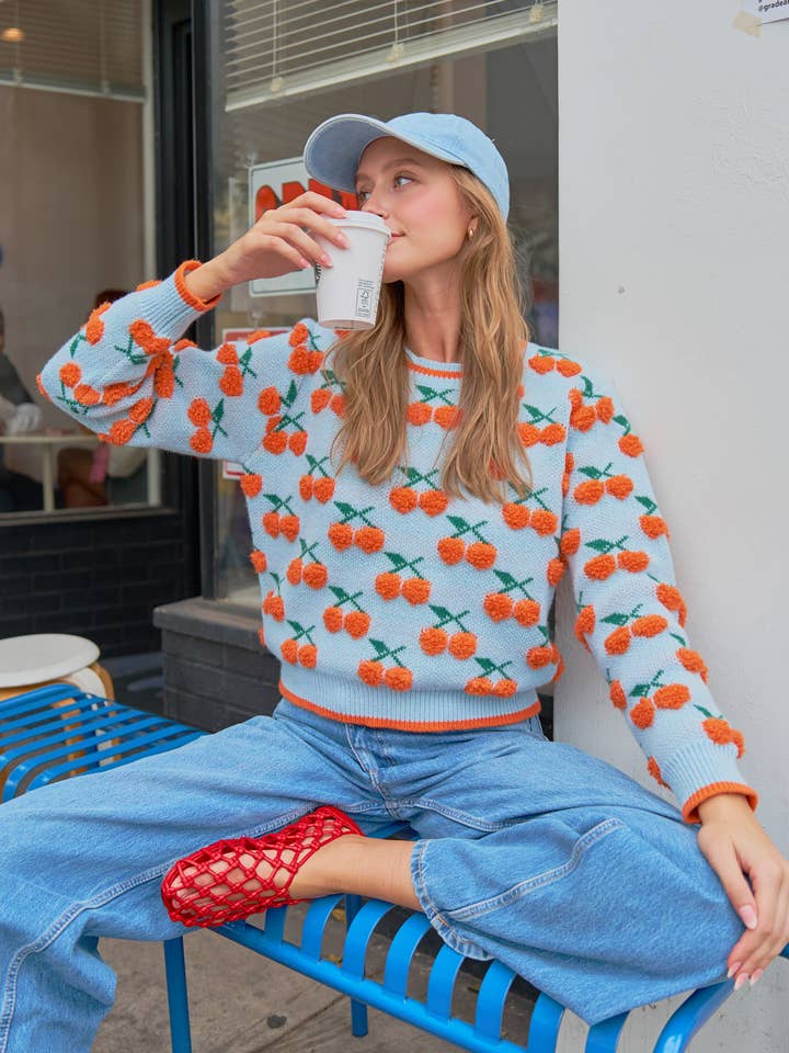 &MERCI - Wholesale Knit Sweater - Women's - FUZZY CHERRY SWEATER MSW1112217