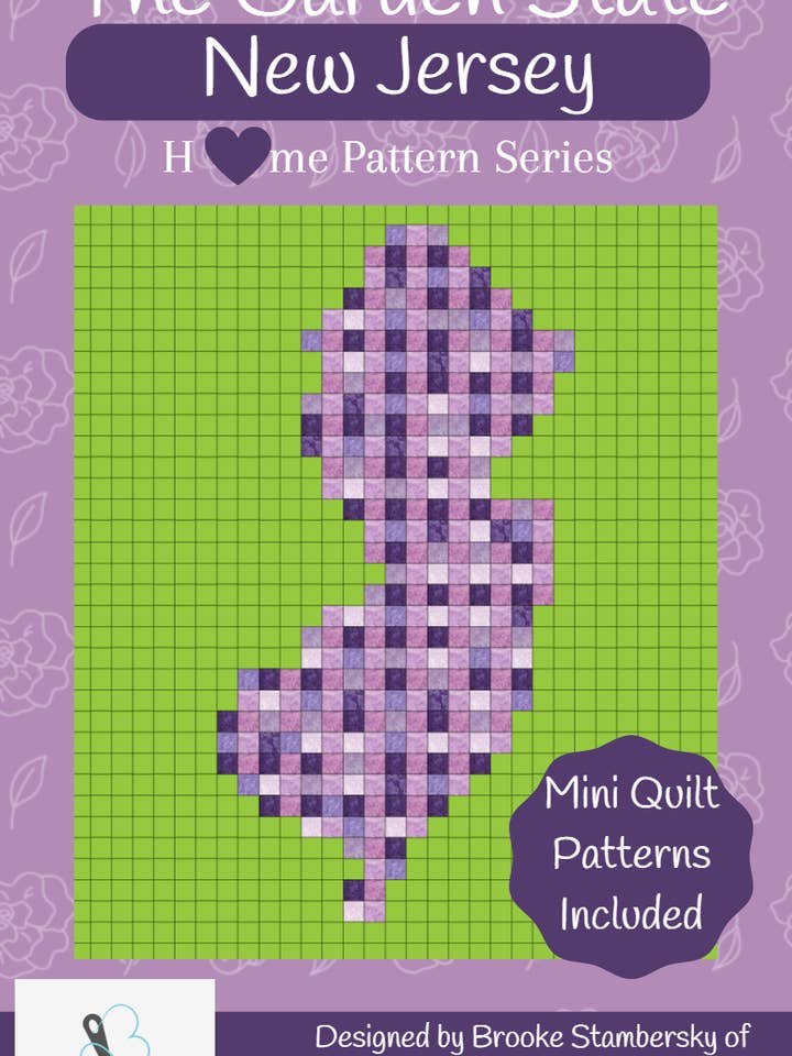 Motif de courtepointe pixélisé de l'État Jardin New Jersey pour la vente par Brooke’s Bitchin’ Stitches