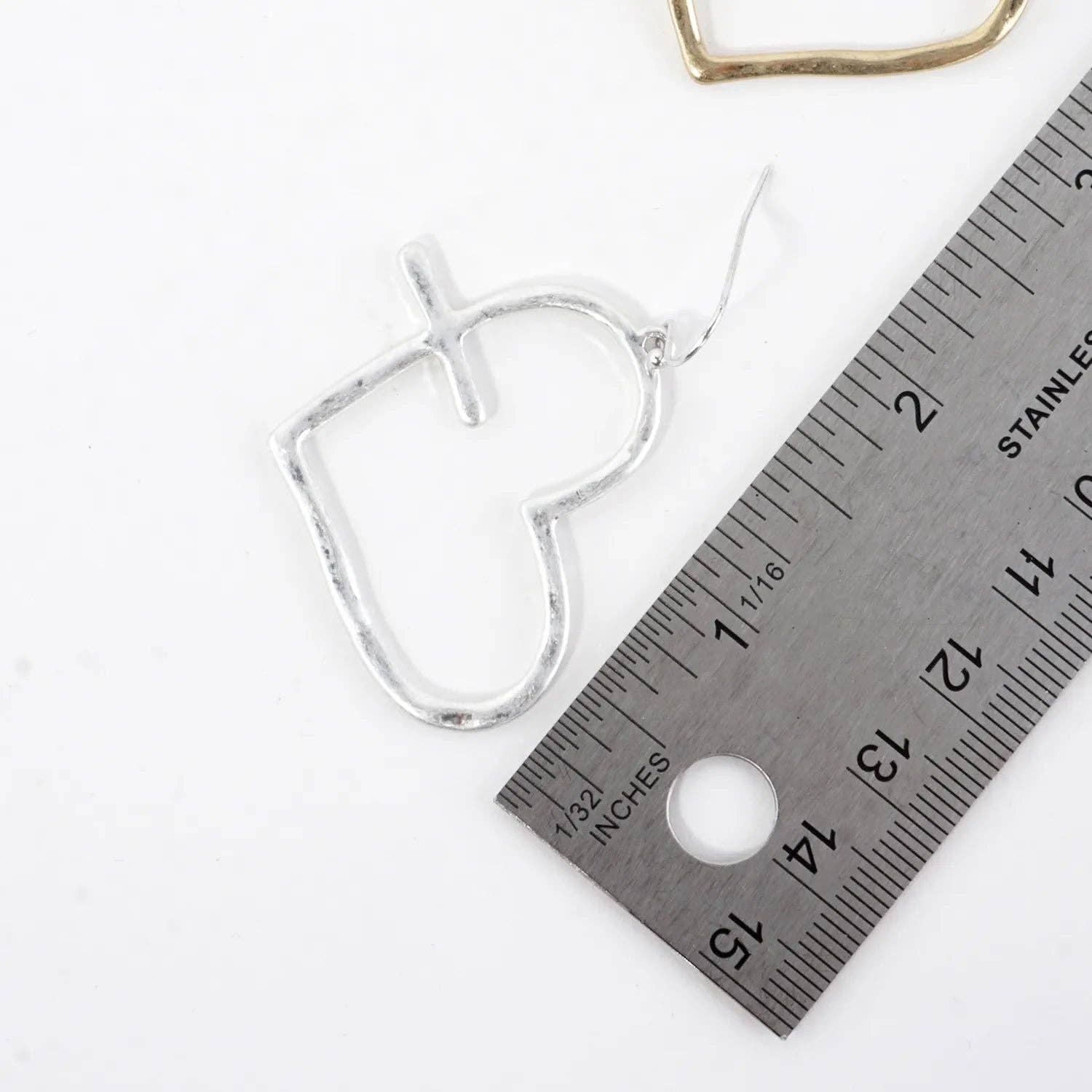 Wild Honey - Wholesale Dangle Earrings - Hammered-Texture Cross-Heart Combined Earrings6