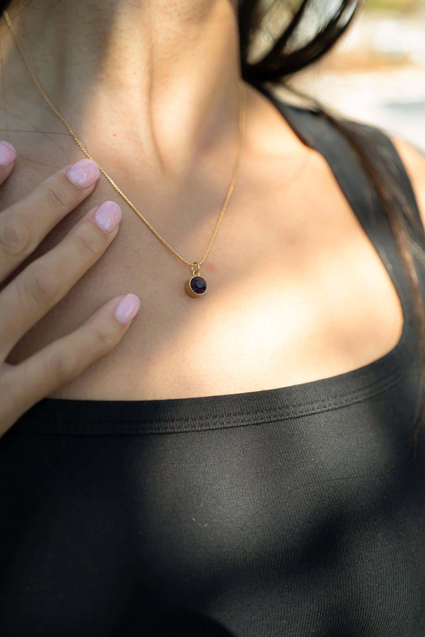 WJW – Engroshandel Vedhæng/charm – 18K Guld PVD Rund Fødselssten Charm (8mm)4