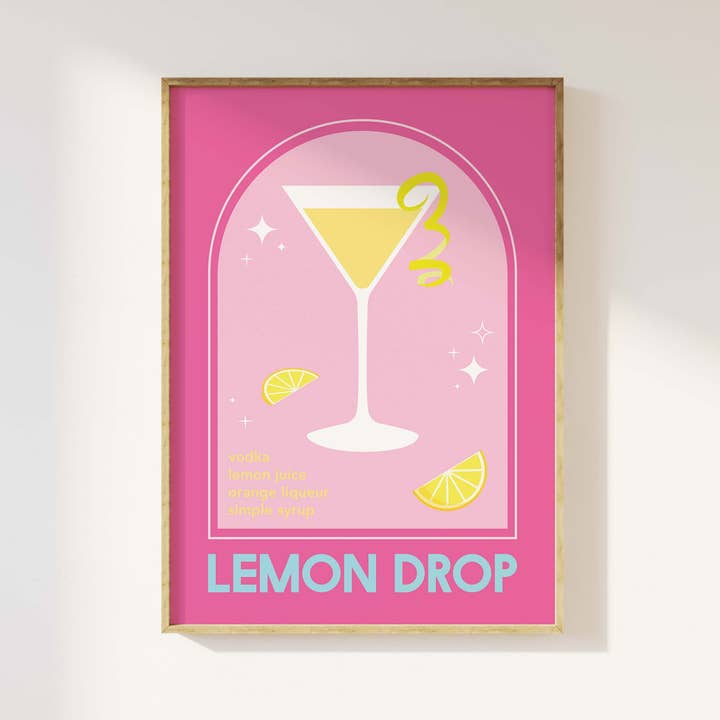 Lemon Drop Martini Cocktail Print for wholesale by April Lane Art