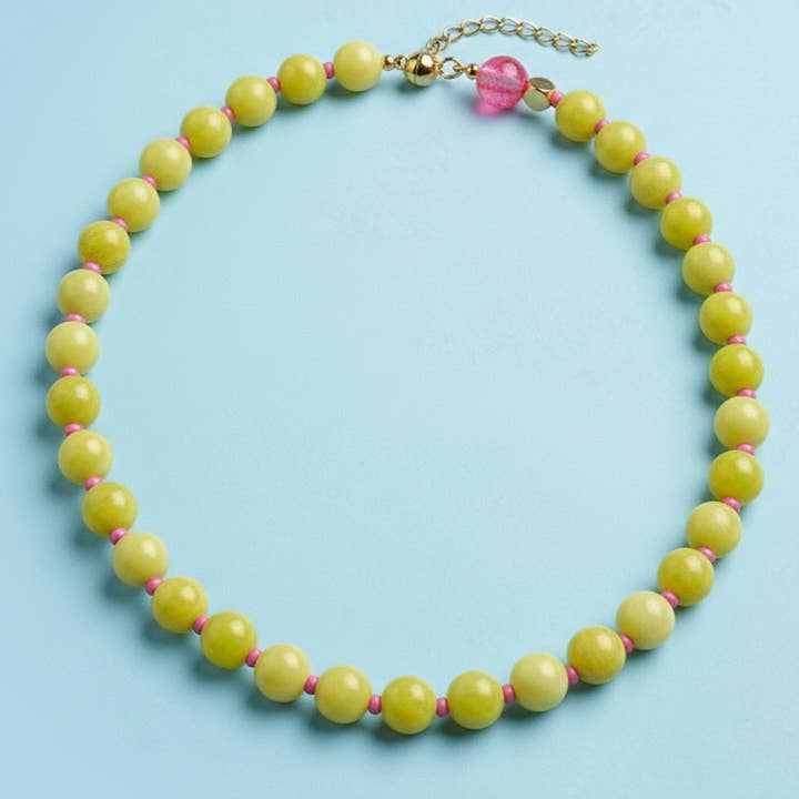 Perlehalskæde - Gul + Pink - Solrig for engroshandel hos Taylor Elliott Designs