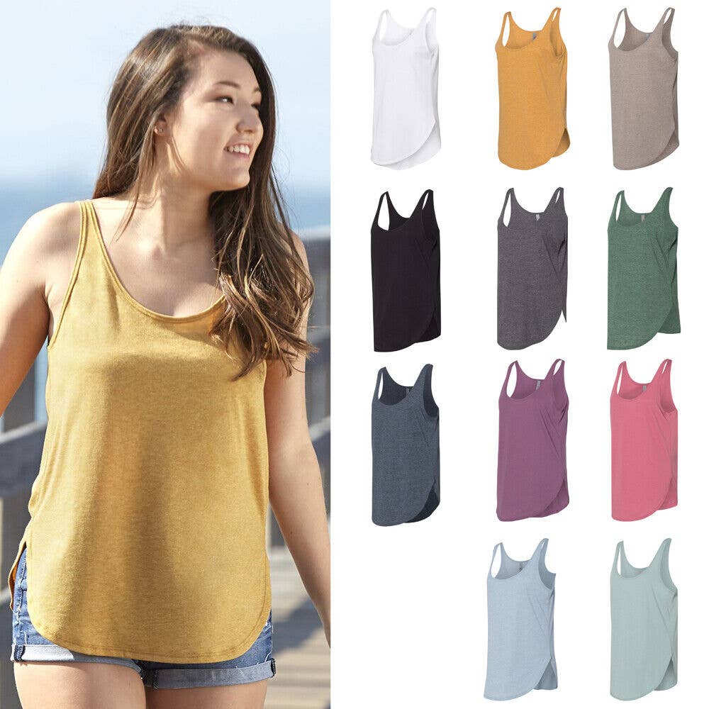 Mad Love Shop - Wholesale Tank Top - Women's - Pink or Purple Scoop Side Slit Tank with Flowering Branches5