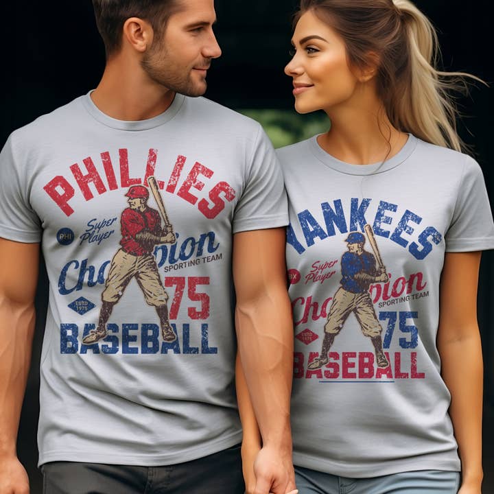 Vintage Baseball Team Rangers Dodgers Yankees Graphic Tee for wholesale by Par.tees by Party On!