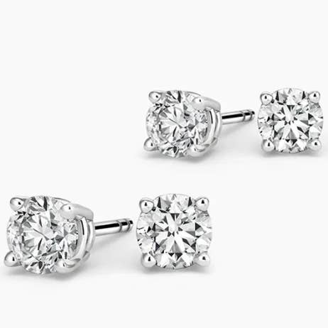 HoopLa - Vente Clous d'oreille - Clous d'oreilles ronds à 4 griffes en zircon cubique - Zircon PVD - Étanche3