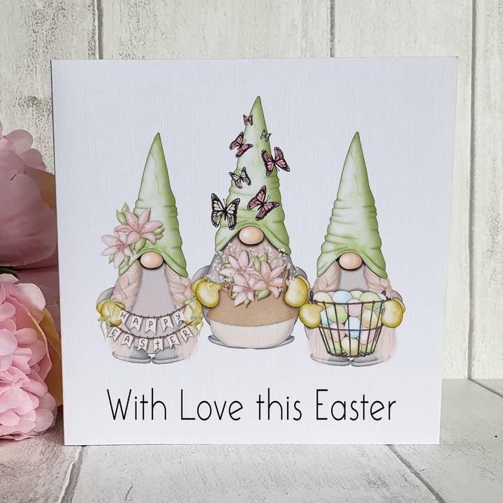 With love this Easter Gnome Card for wholesale by TM Giftware