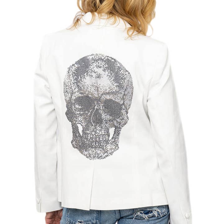 Crystal Skull Blazer - White for wholesale by Hipchik