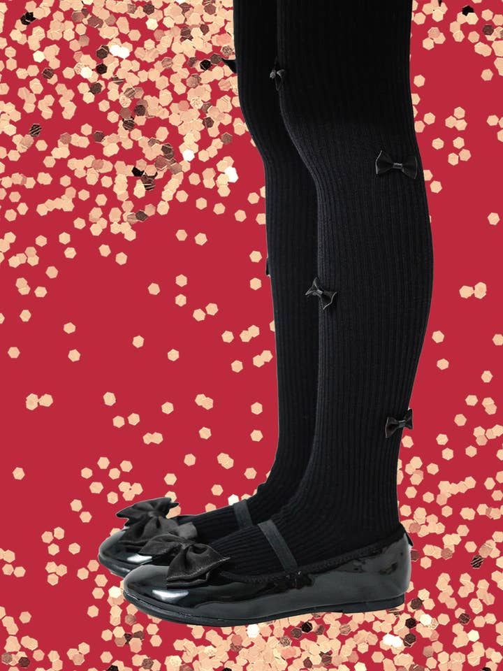 Medias negras con lazo para venta al por mayor de IMOIMO KIDS