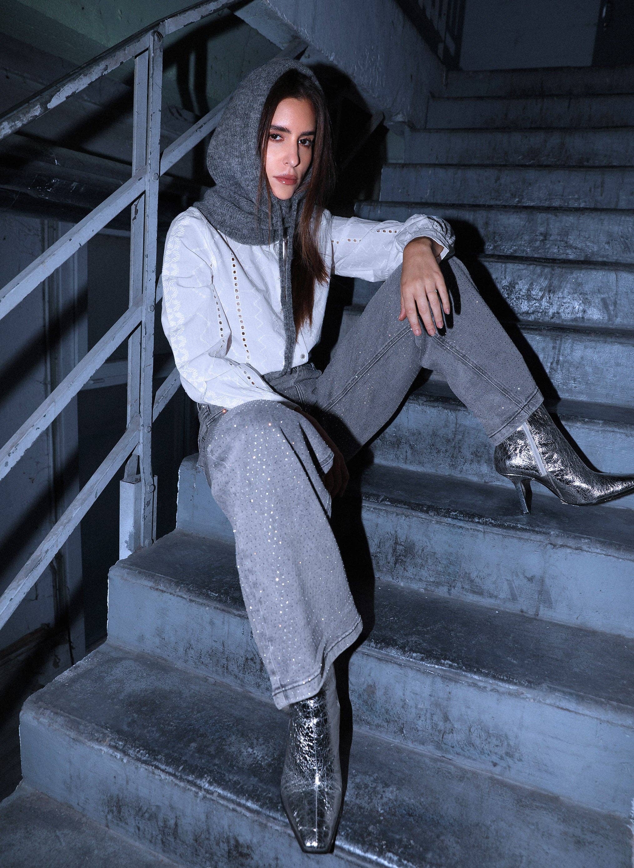 An'ge - Vente Jean – femme - JEAN PAILLETTES gris7