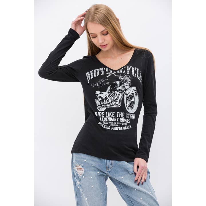 TOP CON CORDONCINO INCROCIATO CON MOTO per la vendita all'ingrosso da parte di VOCAL